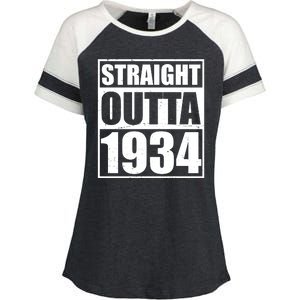 Straight Outta 1934 90th Birthday Enza Ladies Jersey Colorblock Tee