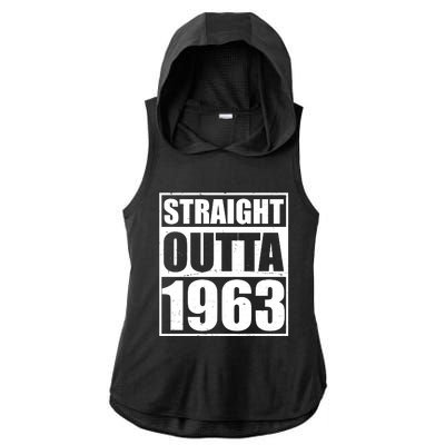 Straight Outta 1963 60th Birthday Ladies PosiCharge Tri-Blend Wicking Draft Hoodie Tank