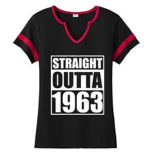 Straight Outta 1963 60th Birthday Ladies Halftime Notch Neck Tee