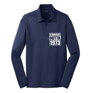 Straight Outta 1973 50th Birthday Silk Touch Performance Long Sleeve Polo