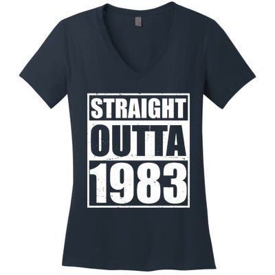 Straight Outta 1983 40th Birthday Women's V-Neck T-Shirt