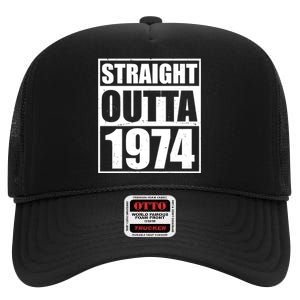 Straight Outta 1974 50th Birthday High Crown Mesh Back Trucker Hat