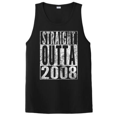 Straight Outta 2008 15th Birthday Present Gift 15 Years Old Zip Hoodie PosiCharge Competitor Tank