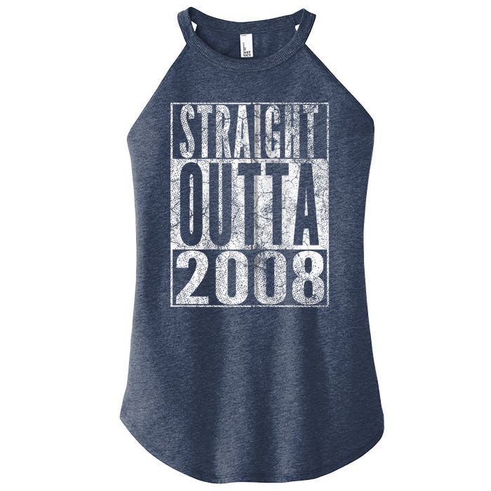 Straight Outta 2008 15th Birthday Present Gift 15 Years Old Zip Hoodie Women’s Perfect Tri Rocker Tank