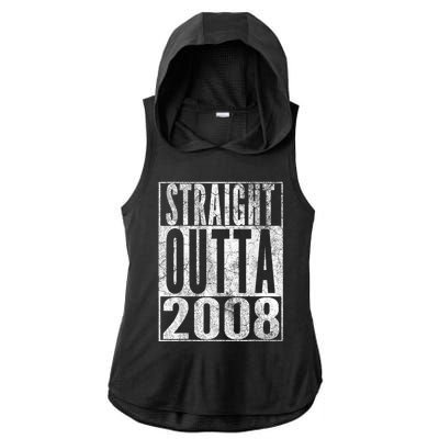 Straight Outta 2008 15th Birthday Present Gift 15 Years Old Ladies PosiCharge Tri-Blend Wicking Draft Hoodie Tank