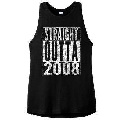 Straight Outta 2008 15th Birthday Present Gift 15 Years Old Ladies PosiCharge Tri-Blend Wicking Tank