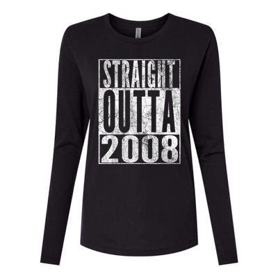 Straight Outta 2008 15th Birthday Present Gift 15 Years Old Womens Cotton Relaxed Long Sleeve T-Shirt