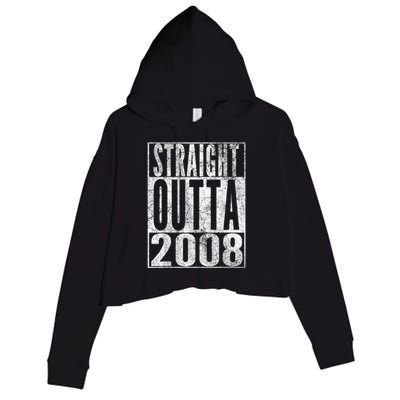 Straight Outta 2008 15th Birthday Present Gift 15 Years Old Crop Fleece Hoodie