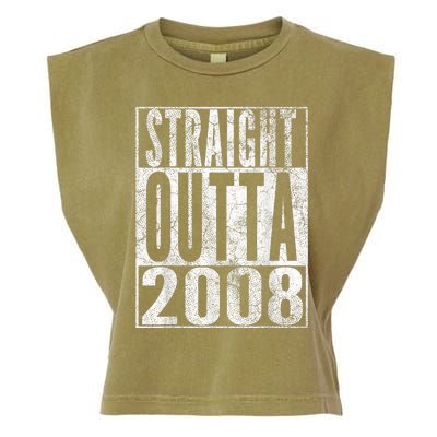 Straight Outta 2008 15th Birthday Present Gift 15 Years Old Garment-Dyed Women's Muscle Tee