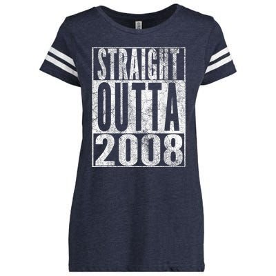 Straight Outta 2008 15th Birthday Present Gift 15 Years Old Enza Ladies Jersey Football T-Shirt