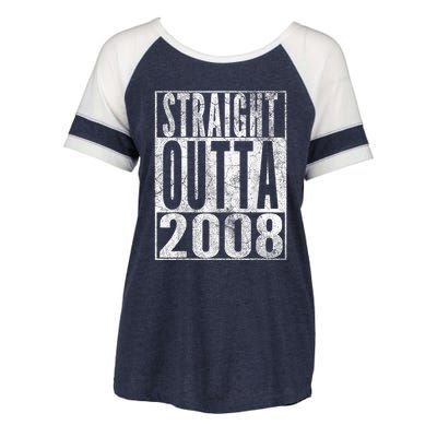 Straight Outta 2008 15th Birthday Present Gift 15 Years Old Enza Ladies Jersey Colorblock Tee