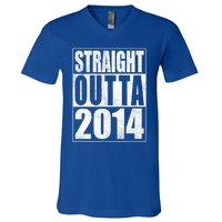 Straight Outta 2014 9 Years Old 9th Birthday Gift V-Neck T-Shirt