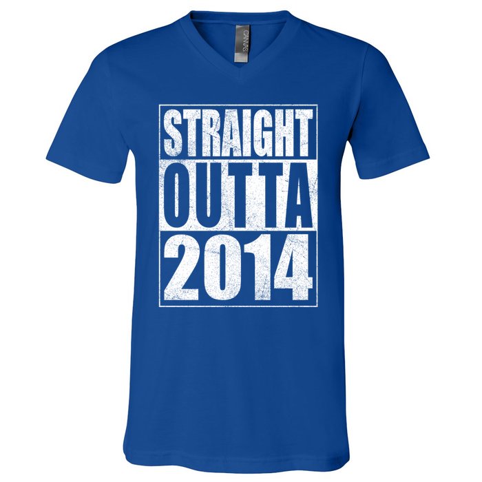 Straight Outta 2014 9 Years Old 9th Birthday Gift V-Neck T-Shirt