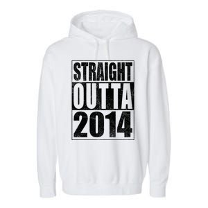 Straight Outta 2014 9 Years Old 9th Birthday Gift Garment-Dyed Fleece Hoodie