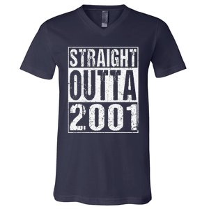 Straight Outta 2001 22nd Bithday GIft 22 Years Old Birthday V-Neck T-Shirt