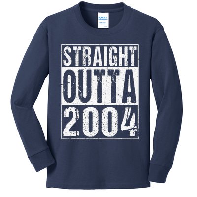 Straight Outta 2004 19th Bithday GIft 19 Years Old Birthday Kids Long Sleeve Shirt