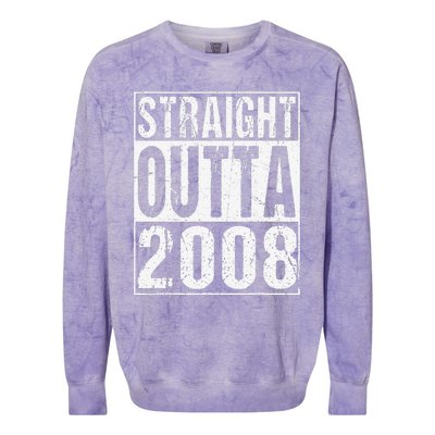 Straight Outta 2008 15th Bithday GIft 15 Years Old Birthday Colorblast Crewneck Sweatshirt