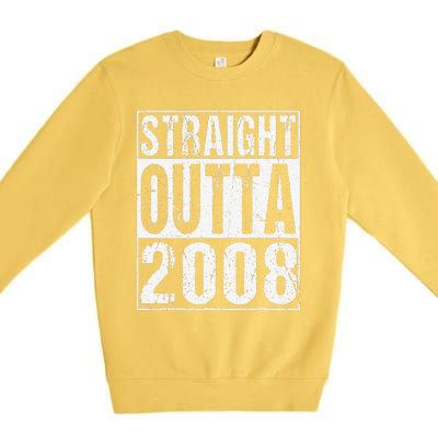 Straight Outta 2008 15th Bithday GIft 15 Years Old Birthday Premium Crewneck Sweatshirt