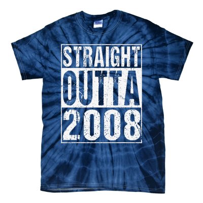 Straight Outta 2008 15th Bithday GIft 15 Years Old Birthday Tie-Dye T-Shirt