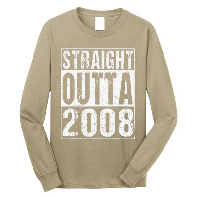 Straight Outta 2008 15th Bithday GIft 15 Years Old Birthday Long Sleeve Shirt