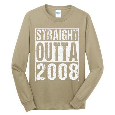 Straight Outta 2008 15th Bithday GIft 15 Years Old Birthday Tall Long Sleeve T-Shirt