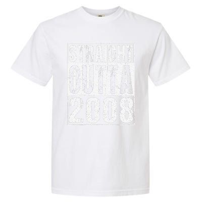 Straight Outta 2008 15th Bithday GIft 15 Years Old Birthday Garment-Dyed Heavyweight T-Shirt