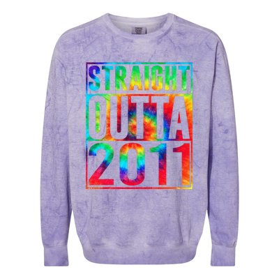 Straight Outta 2011 Dirty Thirty Funny 12th Birthday Gift Colorblast Crewneck Sweatshirt