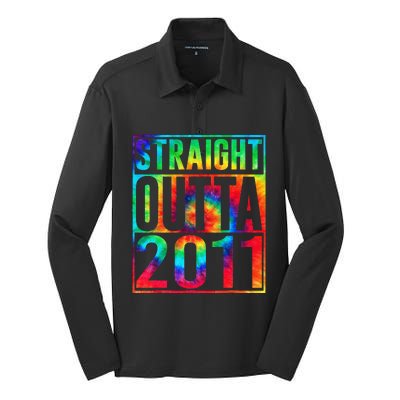 Straight Outta 2011 Dirty Thirty Funny 12th Birthday Gift Silk Touch Performance Long Sleeve Polo