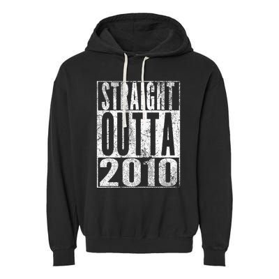 Straight Outta 2010 13th Birthday Gift 13 Years Old Kids Garment-Dyed Fleece Hoodie