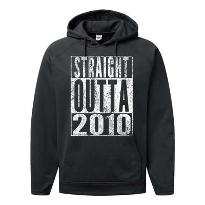 Straight Outta 2010 13th Birthday Gift 13 Years Old Kids Performance Fleece Hoodie