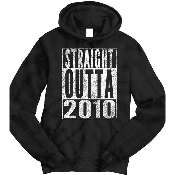 Straight Outta 2010 13th Birthday Gift 13 Years Old Kids Tie Dye Hoodie