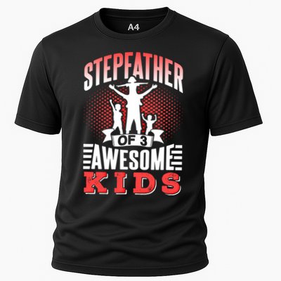 Stepfather Of 3 Awesome Step Dad Fathers Day Stepdad Gift Performance Shirt
