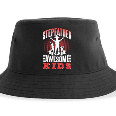 Stepfather Of 3 Awesome Step Dad Fathers Day Stepdad Gift Sustainable Bucket Hat