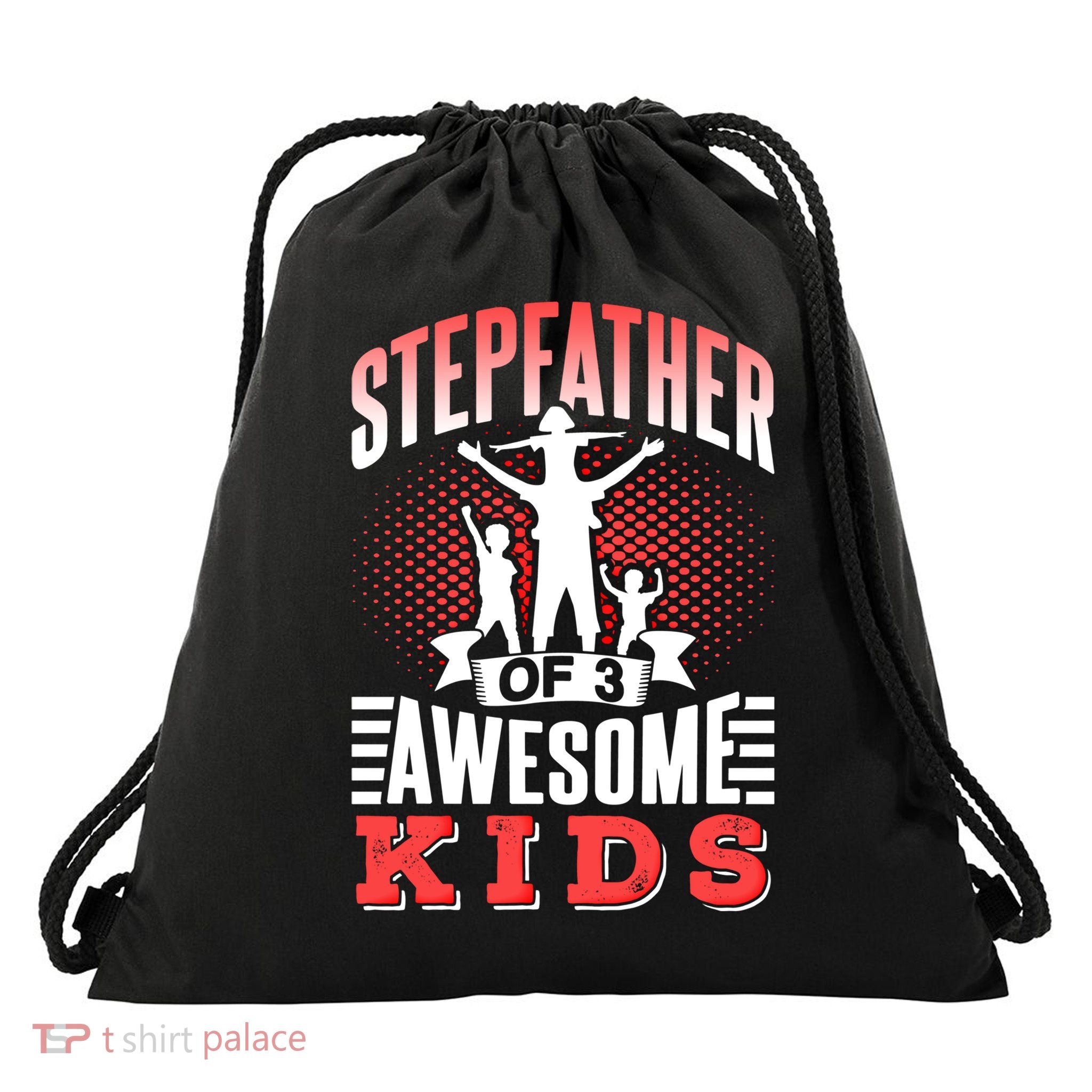 Stepfather Of 3 Awesome Step Dad Fathers Day Stepdad Gift Drawstring Bag