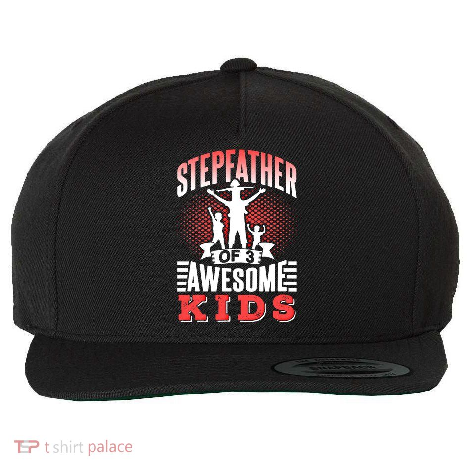 Stepfather Of 3 Awesome Step Dad Fathers Day Stepdad Gift Wool Snapback Cap