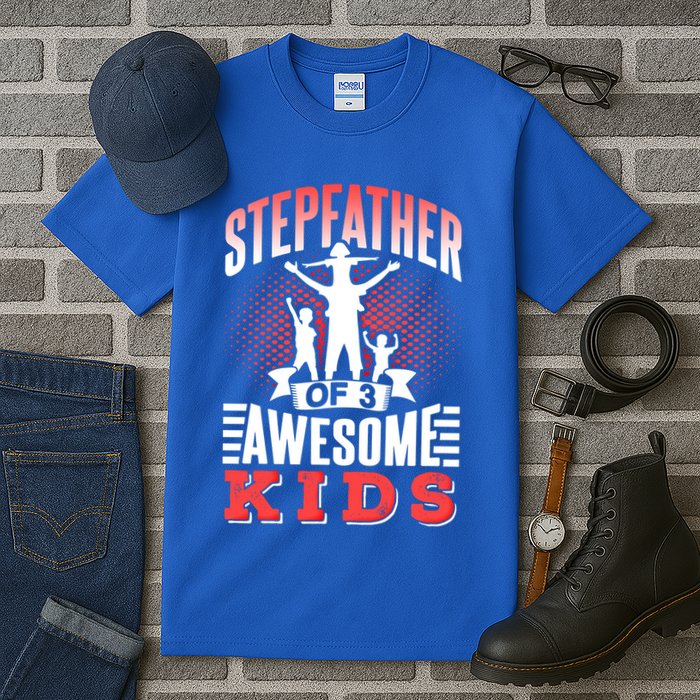 Stepfather Of 3 Awesome Step Dad Fathers Day Stepdad Gift Tall T-Shirt
