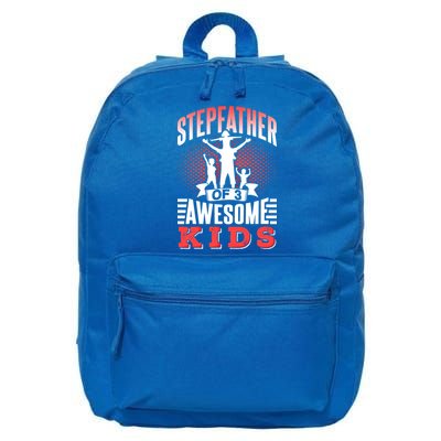 Stepfather Of 3 Awesome Step Dad Fathers Day Stepdad Gift 16 in Basic Backpack