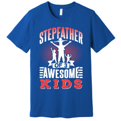 Stepfather Of 3 Awesome Step Dad Fathers Day Stepdad Gift Premium T-Shirt
