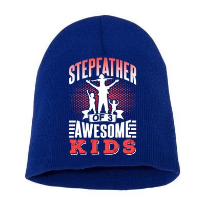 Stepfather Of 3 Awesome Step Dad Fathers Day Stepdad Gift Short Acrylic Beanie