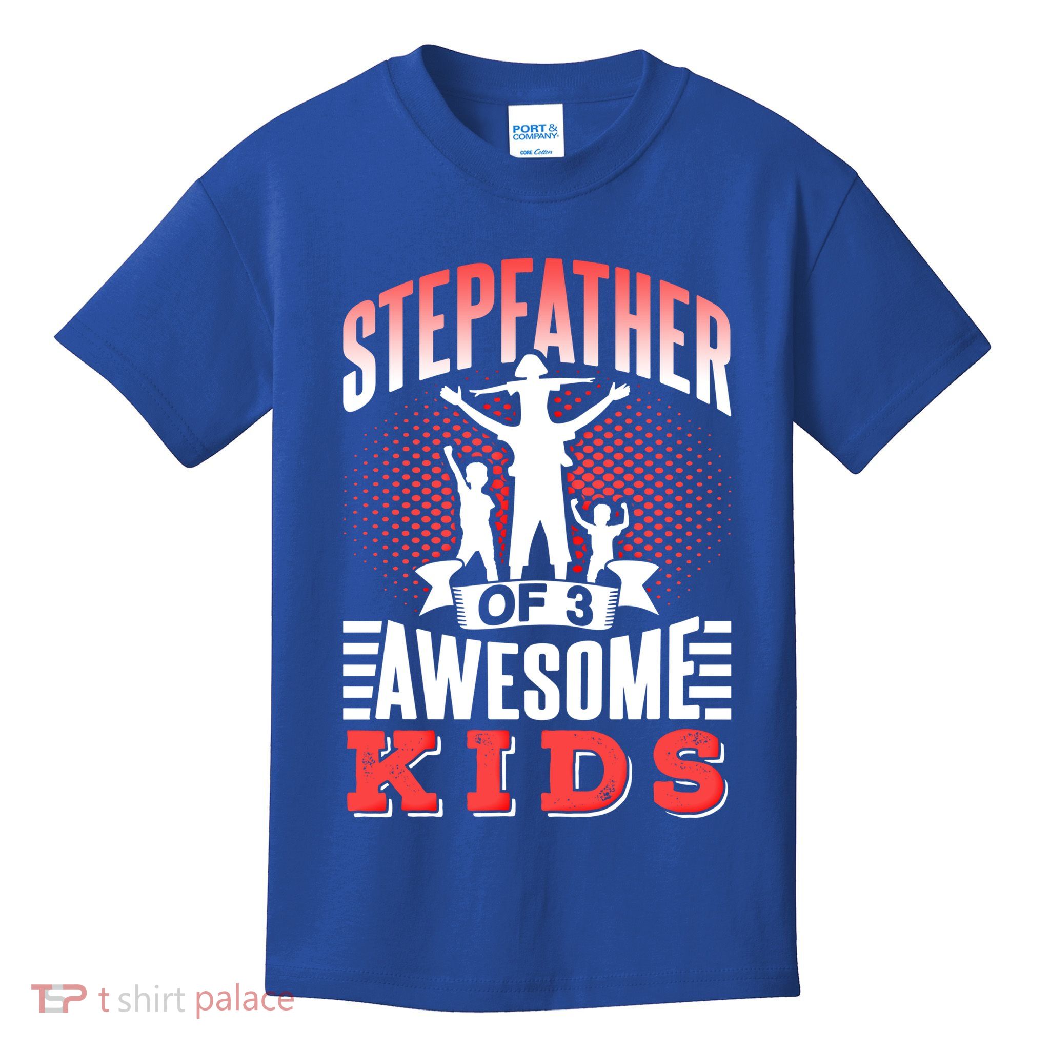 Stepfather Of 3 Awesome Step Dad Fathers Day Stepdad Gift Kids T-Shirt