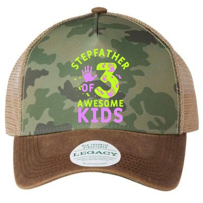 Stepfather Of 3 Awesome Stepdad Fathers Day Step Dad Gift Legacy Tie Dye Trucker Hat
