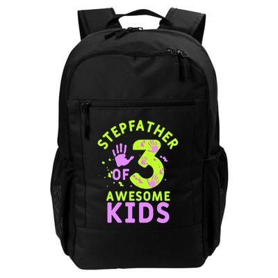 Stepfather Of 3 Awesome Stepdad Fathers Day Step Dad Gift Backpack