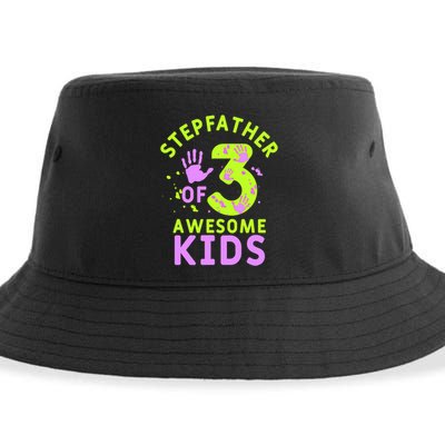 Stepfather Of 3 Awesome Stepdad Fathers Day Step Dad Gift Sustainable Bucket Hat
