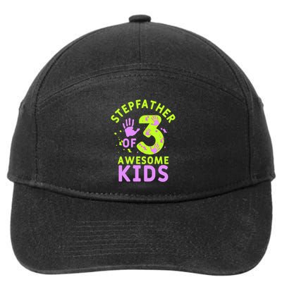 Stepfather Of 3 Awesome Stepdad Fathers Day Step Dad Gift 7-Panel Snapback Hat