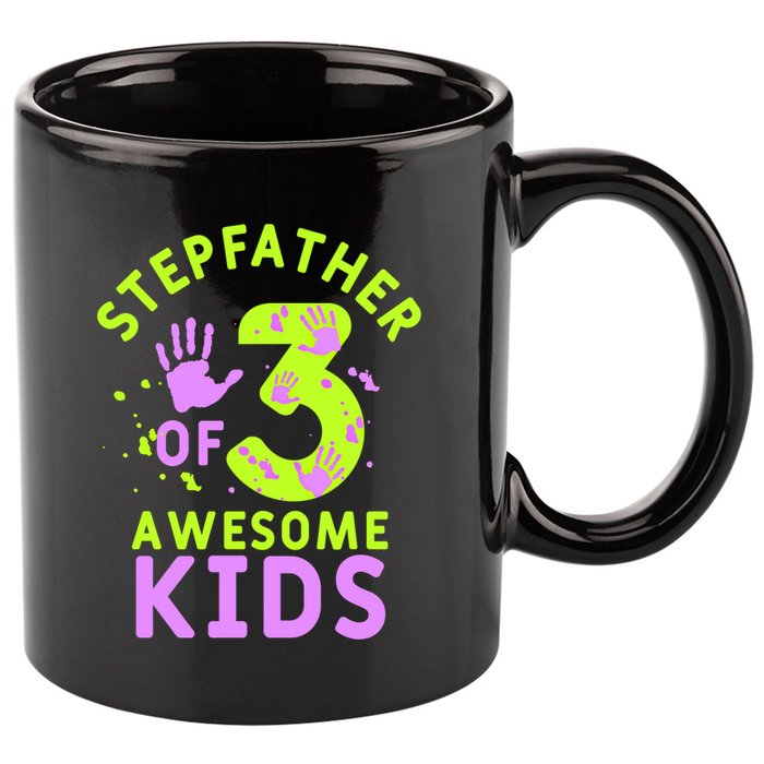 Stepfather Of 3 Awesome Stepdad Fathers Day Step Dad Gift 11oz C Handle Ceramic Mug