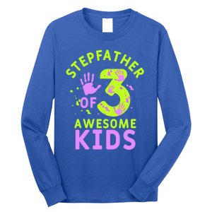 Stepfather Of 3 Awesome Stepdad Fathers Day Step Dad Gift Long Sleeve Shirt