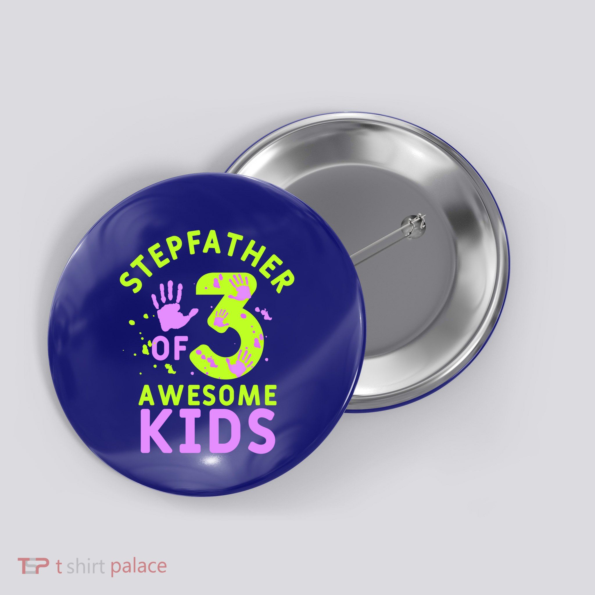 Stepfather Of 3 Awesome Stepdad Fathers Day Step Dad Gift Button
