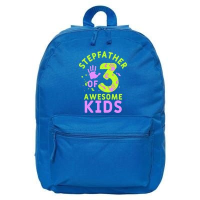 Stepfather Of 3 Awesome Stepdad Fathers Day Step Dad Gift 16 in Basic Backpack