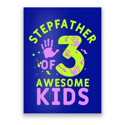 Stepfather Of 3 Awesome Stepdad Fathers Day Step Dad Gift Poster