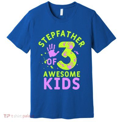 Stepfather Of 3 Awesome Stepdad Fathers Day Step Dad Gift Premium T-Shirt
